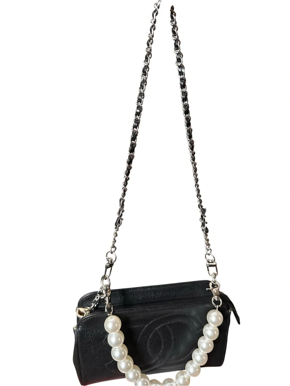 CHANEL Black Quilted CC Logo Cosmetic Pouch